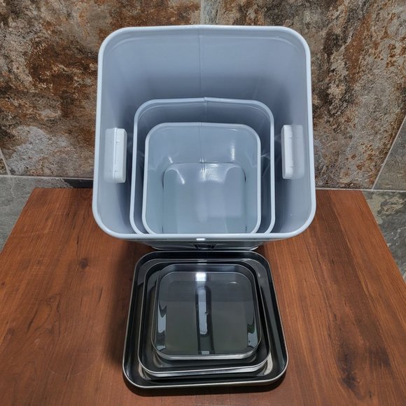 Nesting Square White & Silver Tin Cans Set of 3 - Picture 4 of 15